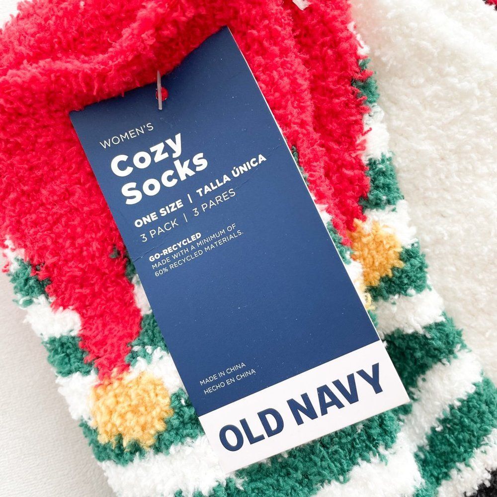 Old Navy Christmas Themed Elf and Santa Fuzzy Sock Set - Picture 3 of 3